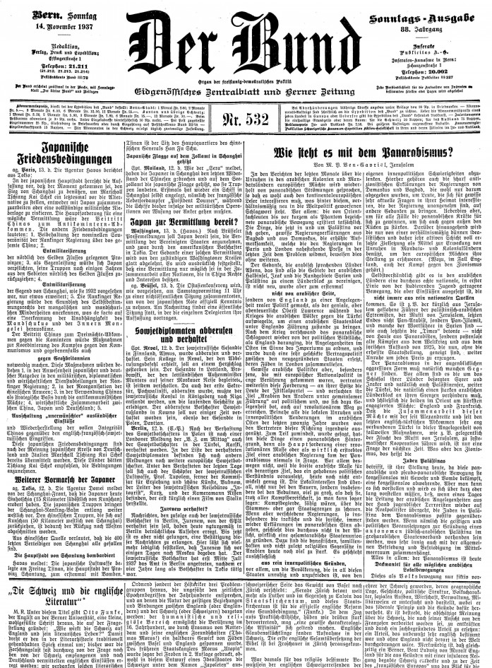 Consiglio comunale di Berna: nuovo edificio per il Servizio topografico, Bund, 14 novembre 1937 